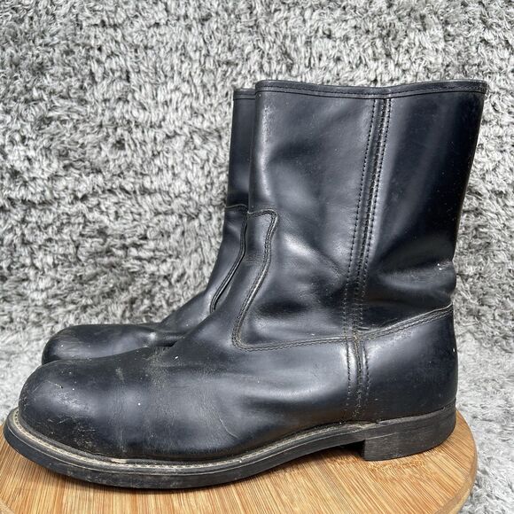 Vintage Cowboy Western Leather Boots Men's 9.5 E Pull On Steel Toe 86516 - Picture 2 of 10